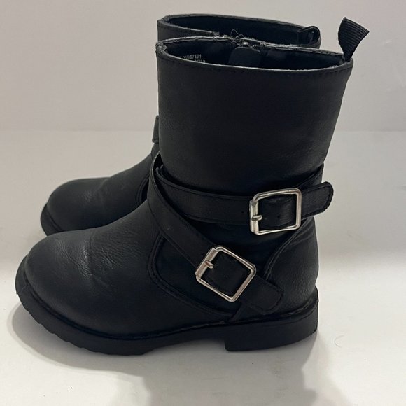BABY GAP | Girls Toddler Moto Boots True Black Size 6 - Picture 2 of 7